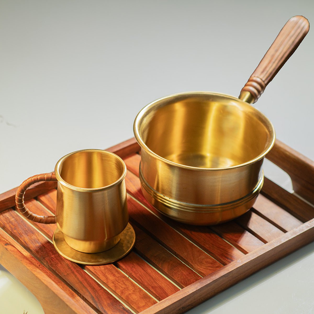 The Chai Corner – Brass Tea Pan, Chai Mug & Coaster Set - House of Dhatu