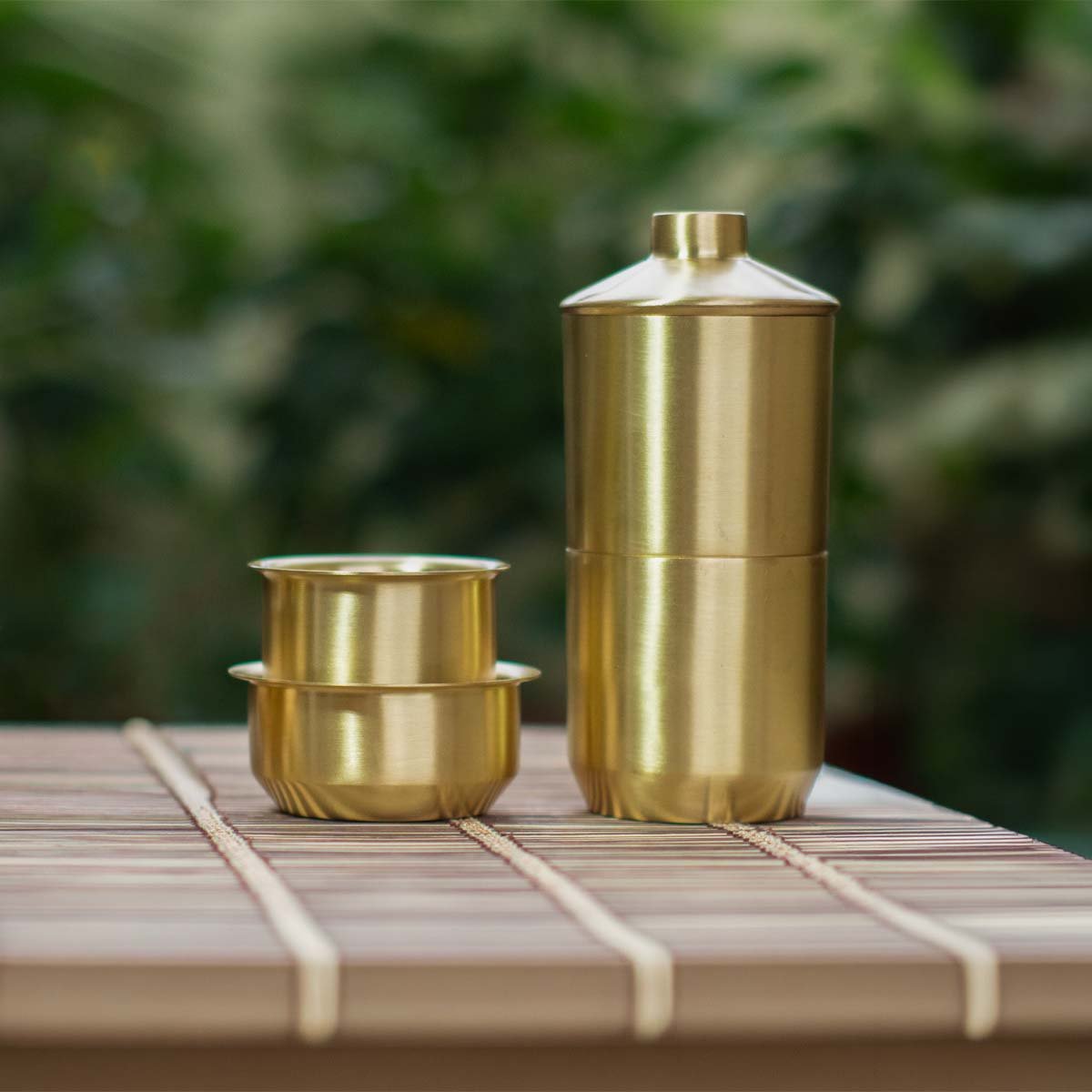 The South Indian Coffee Ritual – Brass Coffee Maker & Dabara Set (For 1) - House of Dhatu