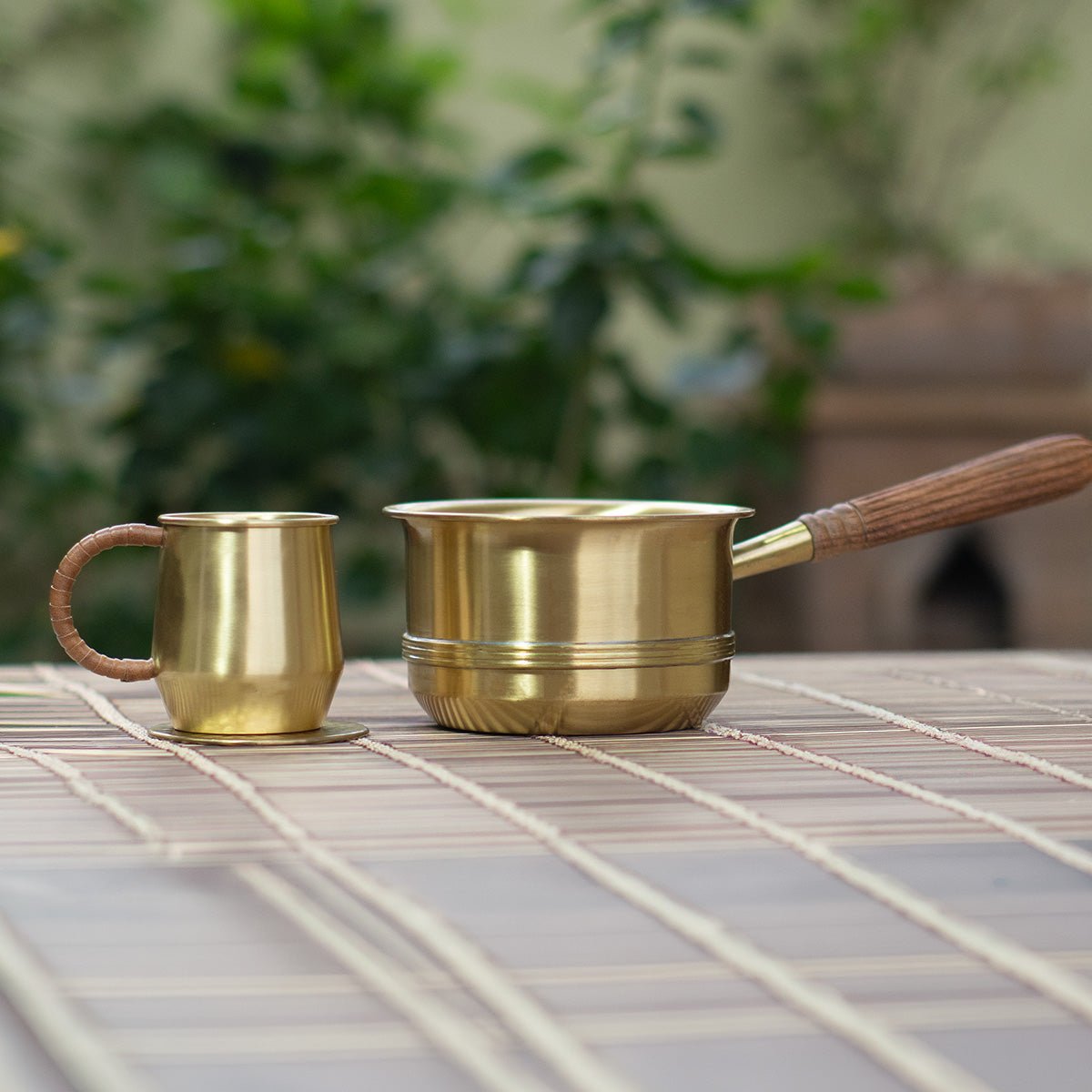 The Chai Corner – Brass Tea Pan, Chai Mug & Coaster Set - House of Dhatu