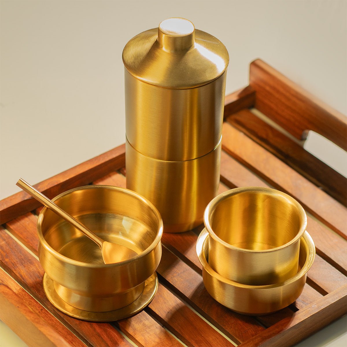 The Housewarming Set – Brass Coffee Maker, Dabara, Mug, Bowls & Coasters - House of Dhatu